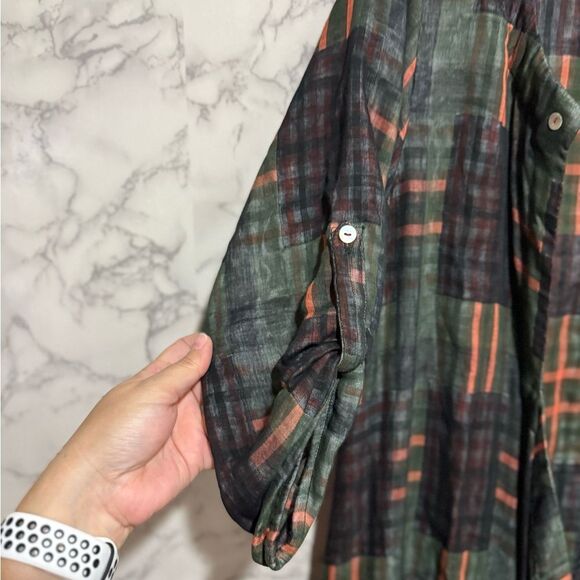 NEW Zola Premium Chic Plaid Cardigan in Green and Orange Size S - Picture 2 of 10